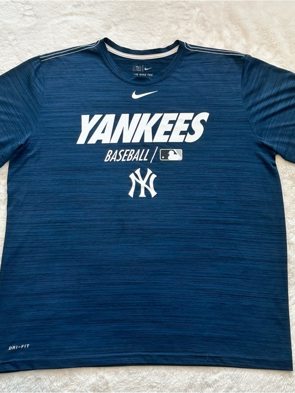 Nike Dri-FIT Heathered Blue Tee with White Logos